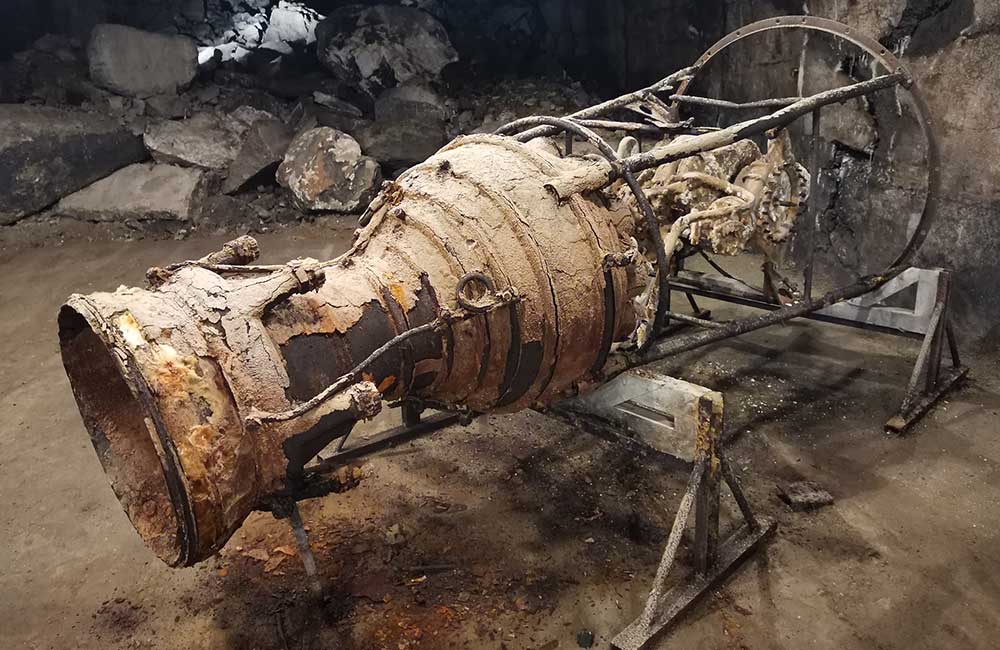 Rusty V-2 rocket engine at Camp Dora