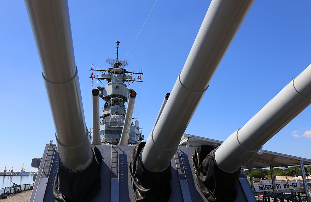 Guns of USS Missouri in Honolulu